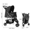 Pet Stroller, 35 lbs Weight Capacity, Foldable Dog Stroller Cart, 3 Wheels Cats Stroller with Mesh Windows and Cup Holders, Portable Pet Carrier Strol