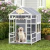 79"L Large Dog House Outdoor, Wooden Dog Kennel with Porch, Storage Cabinet,Weatherproof Roof, Windows