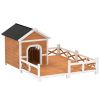 Outdoor wooden dog house, luxurious dog house, stable structure, Orange