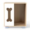 Cat Dog House Dog Bed Side Table Wooden Dog Condo with Bone-shape Window and Thick Metal Legs