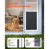 Dog Door for Sliding Glass Door, 75 7/8" to 80 11/16" Adjustable Height, Aluminum Alloy Frame with Flap and Lock, for Extra Large-Sized Dogs, 180° Swi