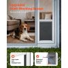 Dog Door for Sliding Glass Door, 75 7/8" to 80 11/16" Adjustable Height, Aluminum Alloy Frame with Flap, Lock Design, for Large-Sized Dogs, 180° Swing
