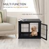 Modern Wooden Dog Crate Furniture Double Door for Small Dogs Stylish Black