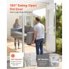 Dog Door for Sliding Glass Door, 75 7/8" to 80 11/16" Adjustable Height, Aluminum Alloy Frame with Flap and Lock, for Extra Large-Sized Dogs, 180° Swi