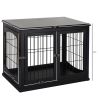 Modern Wooden Dog Crate Furniture Double Door for Small Dogs Stylish Black