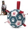 Dog Toys Soccer Ball with Straps, Durable Giant Dog Balls, Outdoor Dogs Toys, Herding Ball, Birthday Gifts (10 Inch)