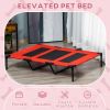 Metal Frame Elevated Pet Bed 48" x 46" Folding Dog Cot Summer Cooling Red