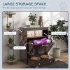 Pet Feeder Station Storage Cabinet, Dog Food Storage Container with Dog Raised Bowls, Watering Supplies, Gray