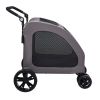Pet Stroller, 4 Wheels Dog Stroller with Brakes, 160lbs Weight Capacity, Portable Puppy Stroller Carrier with Breathable Mesh Windows & Height-Adjusta