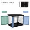 Modern Wooden Dog Crate Furniture Double Door for Small Dogs Stylish Black