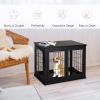 Modern Wooden Dog Crate Furniture Double Door for Small Dogs Stylish Black