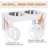 23" Dog Bone Wooden Elevated Dog Bowl Feeding Station, White