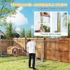 Outdoor Dog Kennel w/ Adjustable & Rotatable Bowl Rack, Waterproof UV-Resistant Cover, Secure Lock, 19.7' x 7.5' x 7.5'