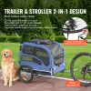 Dog Bike Trailer, Supports up to 100 lbs, 2-in-1 Pet Stroller Cart Bicycle Carrier, Easy Folding Cart Frame with Quick Release Wheels, Universal Bicyc