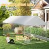 Outdoor Dog Kennel w/ Adjustable & Rotatable Bowl Rack, Waterproof UV-Resistant Cover, Secure Lock, 19.7' x 7.5' x 7.5'