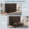 Pet Feeder Station Storage Cabinet, Dog Food Storage Container with Dog Raised Bowls, Watering Supplies, Gray