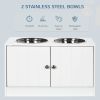 Elevated Dog Bowls with Storage Cabinet, Large 44L Capacity, Raised Dog Bowl Stand, Pet Food Bowl Feeding Station, White