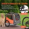 Dog Bike Trailer, Supports up to 66 lbs, 2-in-1 Pet Stroller Cart Bicycle Carrier, Easy Folding Cart Frame with Quick Release Wheels, Universal Bicycl