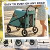 Dog Stroller for Large Dogs Up to 66 LBS with All-Terrain Spring Suspension, 8-Position Adjustable Handle, Teal