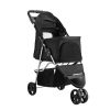 Pet Stroller, 35 lbs Weight Capacity, Foldable Dog Stroller Cart, 3 Wheels Cats Stroller with Mesh Windows and Cup Holders, Portable Pet Carrier Strol