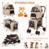 Double Pet Stroller Foldable 3-in-1 Dog Stroller with 2 Detachable Carriers