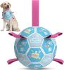 Dog Birthday Toys, Soccer Ball for Dogs with Straps, Dog Ball Toy, Puppy Birthday Gifts, Durable Herding Balls for Medium Large Dogs (8 inch)