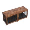 75" Dog Crate Furniture for 2 Dogs, Extra Large Double Dog Crate Furniture Large Breed with Divider & Double Doors, Large Wooden Dog Crate Furniture T