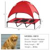 48" x 36" Elevated Portable Dog Cot Cooling Pet Bed with UV Protection Canopy Shade, Red