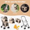 Double Pet Stroller Foldable 3-in-1 Dog Stroller with 2 Detachable Carriers
