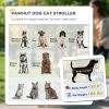 Foldable Doggy Stroller for Medium Large Dogs, Pet Stroller with Storage, Smooth Ride with Shock Absorption, Mesh Window & Safety Leash, Black