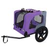 Outdoor Heavy Duty Collapsible Pet Bike Trailer with 16-Inch All-Terrain Wheels & Universal Hitch – Foldable Dog/Cargo Carrier Cart for Bicycles, purp