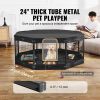 Dog Playpen, 8 Pcs 24 x 24 in Panels Foldable Metal Pet Exercise Pen, Dog Fence Indoor and Outdoor Pen with Door, Storage Bag, Top Cover and Bottom Pa