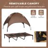 48" x 36" Elevated Portable Dog Cot Cooling Pet Bed with UV Protection Canopy Shade, Coffee