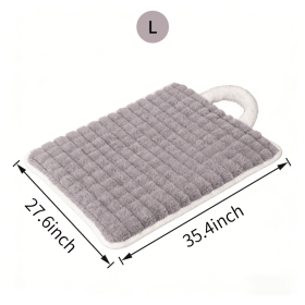 Washable Dog Mat with Carry Handle, Soft Plush Quilted Dog Bed Mat, Portable Crate Pad and Kennel Liner for Floor, Sofa, Car and Travel, All-Season Pe (Color: Grey, size: L)