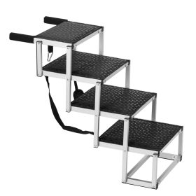 Dog Stair for Cars, Wide 4-step Dog Car Steps, Folding Dog Car Ramp with Nonslip Surface, Portable Pet Steps Lightweight Aluminum for Car, SUV and Tru (default: Default)