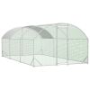 Large Chicken Coop Metal Chicken Run with Waterproof and Anti-UV Cover, Dome Shaped Walk-in Fence Cage Hen House for Outdoor and Yard Farm Use, 1" Tub