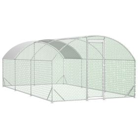 Large Chicken Coop Metal Chicken Run with Waterproof and Anti-UV Cover, Dome Shaped Walk-in Fence Cage Hen House for Outdoor and Yard Farm Use, 1" Tub (Color: as Pic)