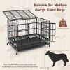38 Inch Foldable Heavy-Duty Metal Dog Cage with Lockable Rolling Casters and Tray