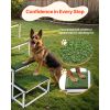 Dog Stairs for Car, 4 Steps Extra Wide Foldable Dog Ramp for Large Dogs with Non-Slip Surface, Portable Lightweight Pet Stairs Ladder for Car, SUV, Tr