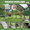 Large Catio Outdoor Cat Enclosure for Multiple Kittens, Wooden Cat House with 7 Platforms, 2 Resting Boxes, 1 Bridge and 1 Ramp, Walk in Kitty Cage Ke