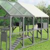 Large Catio Outdoor Cat Enclosure for Multiple Kittens, Wooden Cat House with 7 Platforms, 2 Resting Boxes, 1 Bridge and 1 Ramp, Walk in Kitty Cage Ke