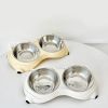 Macaron Pink Dual Stainless Steel Pet Bowls, 600ml Each, Non-Slip, Dishwasher Safe for Small-Medium Pets