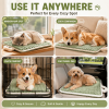 Washable Dog Mat with Carry Handle, Soft Plush Quilted Dog Bed Mat, Portable Crate Pad and Kennel Liner for Floor, Sofa, Car and Travel, All-Season Pe