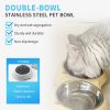 Macaron Pink Dual Stainless Steel Pet Bowls, 600ml Each, Non-Slip, Dishwasher Safe for Small-Medium Pets