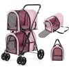 4-in-1 Double Pet Stroller with Detachable Carrier and Travel Carriage