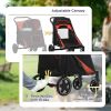 Pet Stroller Dog Cat Carriage One Click Fold with Universal Front Wheels Shock Absorber Brakes Storage Bags Mesh Window